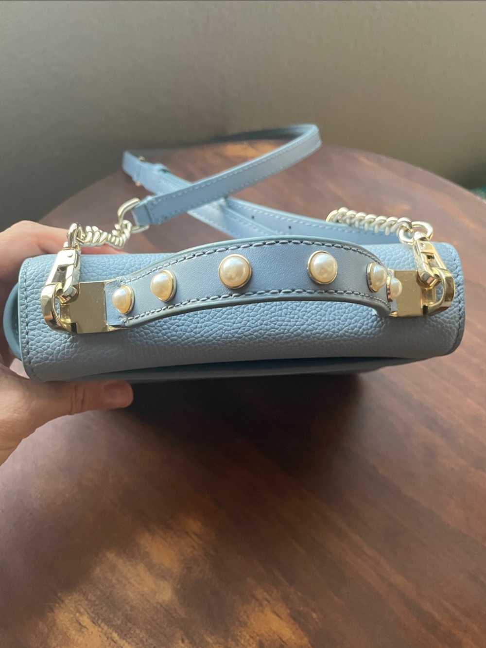 kate spade Baby Blue Pearl-Trim Leather Crossbody - Picture 6 of 12